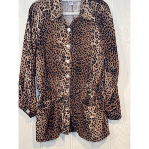 CLIO Silk Leopard Blouse Brown Medium Waist Tie Pockets